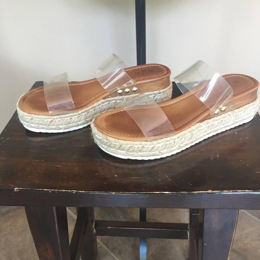 Clear strap platform sandals